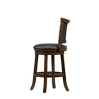 CorLiving Woodgrove 25" Seat Height Counter Barstool in Brown Stained Wood, 2 Pack-Seat covered in durable black bonded leather