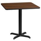 Flash Furniture 24" Square Walnut Laminate Table Top with 22" x 22" Table Height Base-Hospitality Table