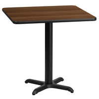 Flash Furniture 24" Square Walnut Laminate Table Top with 22" x 22" Table Height Base-Hospitality Table