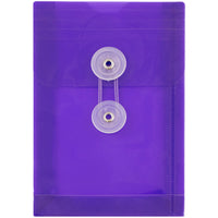 JAM Paper Plastic Envelopes with Button and String Tie - Open End - 4.25" x 6.25" - Lilac Purple - 12 Pack -Colour: Lilac Purple