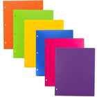 JAM Paper Heavy Duty 3 Hole Punch 2 Pocket Plastic School Folders, Assorted Fashion Colours, 6 Pack-Fashion Color Plastic Folders