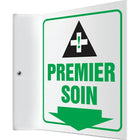 Accuform Signs "Premiers Soins" Projection Sign, 8" x 8", Plastic, French With Pictogram-Display Type Bolt-On