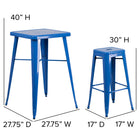 Flash Furniture Metal Indoor/Outdoor Bar Table Set with 2 Backless Barstools, Blue (CH31330B230SQBL)-Flash Furniture 5 Year Limited Product Warranty