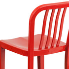 Flash Furniture Commercial Grade 24" High Metal Indoor-Outdoor Counter Height Stool with Vertical Slat Back - Red - 2 Pack-Red Powder Coated Frame Finish