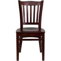 Flash Furniture HERCULES Series Vertical Slat Back Mahogany Wood Restaurant Chair - 2 Pack-Set of 2 Wood Dining Chairs