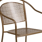 Flash Furniture Commercial Grade Gold Indoor-Outdoor Steel Patio Arm Chair with Round Back-Gold Powder Coated Frame Finish