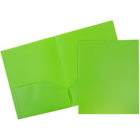 JAM Paper Plastic POP Two Pocket Folders, Lime Green, 12 Pack (382Eligrg)-Size: 9" x 12"