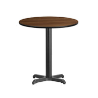Flash Furniture 24" Round Walnut Laminate Table Top with 22" x 22" Table Height Base-Hospitality Table