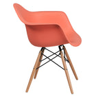 Flash Furniture Alonza Series Peach Plastic Chair with Wooden Legs-Curved Arms