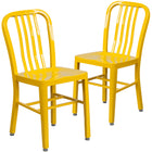 Flash Furniture Commercial Grade Metal Indoor-Outdoor Chair - Yellow-500 lb. Static Weight Capacity