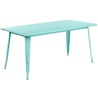 Flash Furniture 31.5" x 63" Rectangular Mint Green Metal Indoor-Outdoor Table-Metal Cafe Table