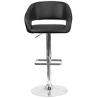 Flash Furniture Contemporary Black Vinyl Adjustable Height Barstool with Rounded Mid-Back & Chrome Base-Contemporary Style Stool