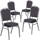 Flash Furniture HERCULES Series Crown Back Stacking Banquet Chairs with Black Patterned Fabric & Silver Vein Frame - 4 Pack-Set of 4 Multipurpose Banquet Chairs