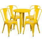 24'' Round Yellow Metal Indoor-Outdoor Table Set with 4 Cafe Chairs [CH-51080TH-4-18CAFE-YL-GG]-Metal Cafe Table