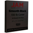 JAM Paper Matte Cardstock, 8.5" x 11", 130 lb. Smooth Black, 25 Pack (296731638)-Black Cardstock/Cover