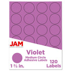 JAM Paper Circle Round Label Sticker Seals - 1-2/3" Diameter - Violet Purple - 120 Pack -English only packaging