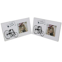 Cathay Importers Vintage Bicycle Theme Wood Photo Frame, 4" x 4" Photo, White, 2 Pack-Holds one 4" x 4" photo.