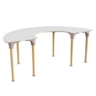 Flash Furniture Bright Beginnings 59" Commercial Grade Wooden Half Circle Adjustable Height Classroom Activity Table-Beech/White-Adjustable Floor Protector Plastic Glides Prevent Indoor Flooring Damage