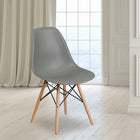 Flash Furniture Elon Series Plastic Chair with Wooden Legs - Moss Grey-Protective Plastic Floor Glides