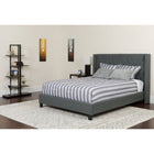 Flash Furniture Riverdale Queen Size Tufted Upholstered Platform Bed with Pocket Spring Mattress - Dark Grey Fabric-Panel Headboard