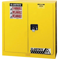 Justrite Sure-Grip Ex Flammable Storage Cabinets, 2 Doors, Self-Closing, 43" x 18" x 44"-Double wall welded 18-gauge steel construction with 1 1/2" of insulating air space