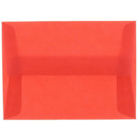 JAM Paper 4bar A1 Envelopes, 3.63 x 5 1/8, Red Translucent Vellum, 50 Pack (1591618I)-Primary red translucent envelope