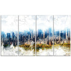 Designart Abstract Blue Cityscape Large Canvas Art Print, (PT3312-271)-Print