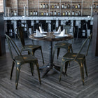 Flash Furniture Commercial Grade Distressed Copper Metal Indoor-Outdoor Stackable Chair-Small Caps on cross brace protect finish when stacked