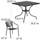 Flash Furniture 35.5" Square Curved Back Black Patio Table Set, 4 Chairs (CO35SQ03CHR4BK)-Designed for Commercial and Residential Use