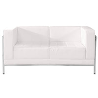 Flash Furniture HERCULES Imagination Series Contemporary Melrose LeatherSoft Loveseat with Encasing Frame - White-Modular Loveseat
