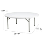 Flash Furniture 72" Round Granite Plastic Folding Table, White-Grey Powder Coated Locking Legs