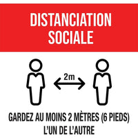 Mark Maker French Floor Decal 12" x 12" - Distanciation Sociale 2M Garder Au Moins 2 Metres (6 Pieds) De L'Un A L'Autre-French Floor Decal