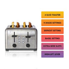 Kenmore 4-Slice Stainless Steel Toaster-Built-in defrost and bagel functions