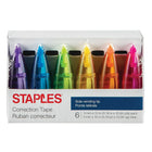 Staples Sidewinder Correction Tape - Assorted - 6 Pack-Side rolling tip offers comfort and control