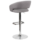 Flash Furniture Contemporary Grey Fabric Adjustable Height Barstool with Rounded Mid-Back & Chrome Base - Grey Fabric-CA117 Fire Retardant Foam