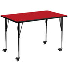 Flash Furniture 36''W x 72''L Activity Table with 1.25'' Red Laminate Top and Height Adjustable Legs (XUA3672RECRDHAC)-Red/Chrome, Laminate, Steel