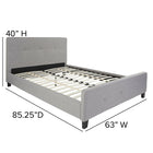 Flash Furniture Tribeca Queen Size Tufted Upholstered Platform Bed - Light Grey Fabric-Tufted Upholstery