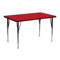 Flash Furniture 24''W x 48''L Rectangle Activity Table with 1.25'' High Pressure Top and Standard Height Adjustable Legs, Red-Red Laminate