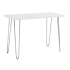 Walker Edison 42" Hairpin Leg Wood Writing Desk - White-High-grade MDF wood tabletop and with a lacquer gloss finish