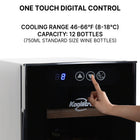 Koolatron Deluxe 12 Bottle Wine Cooler, Beech Wood Racks, 1 cu. ft. (28L), Freestanding - Black-External touch controls let you adjust temperature or turn on the light without opening the door
