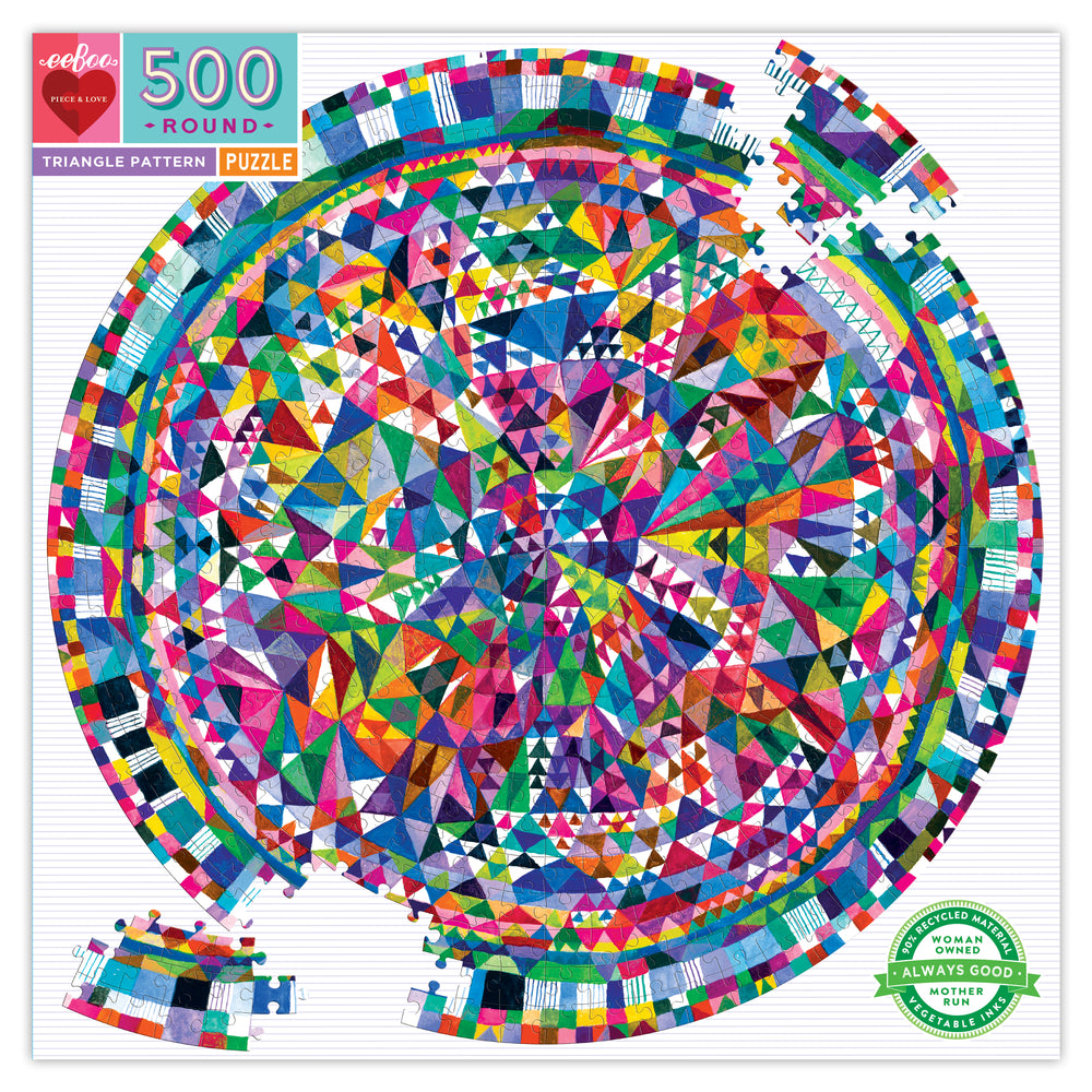 eeBoo Piece and Love Triangle Pattern Round Jigsaw Puzzle - 500