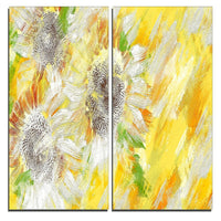 Designart Yellow and Green Flower Art Canvas Art Print, 40"W x 40"H, 2 Panels, (PT3418-40-40)-Print