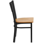 Flash Furniture HERCULES Series Black Grid Back Metal Restaurant Chair - Natural Wood Seat-Grid Back Design
