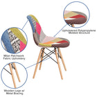 Flash Furniture Elon Series Milan Patchwork Fabric Chair with Wooden Legs-CA117 Fire Retardant Foam