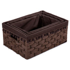 Truu Design Woven Paper Storage Baskets with Pom-Pom Liner, 11 x 15 inches, Brown-Made of beautifully woven paper and liner made of 100% cotton