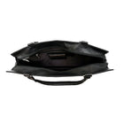 Ashlin Winchester Slim Briefcase with Long Strap, 2 Handles, Black-Double handle has a connecting strap connector