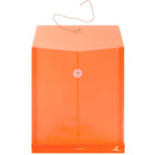 JAM Paper Plastic Envelopes, Button and String Tie Closure, Letter Open End, 9.75 x 11.75, Orange Poly, 12 Pack (1221560)-Size: 9-3/4" x 11-3/4"