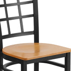 Flash Furniture HERCULES Series Black Window Back Metal Restaurant Chair - Natural Wood Seat-.625'' Thick Plywood Seat