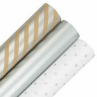 JAM Paper Assorted Gift Wrap - Holiday Wrapping Paper Set - 53.5 Sq. Ft Total - Silver Collection - 3 Rolls/Pack -Size: 53.5 square ft. total