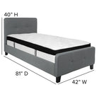 Flash Furniture Tribeca Twin Size Tufted Upholstered Platform Bed with Memory Foam Mattress - Dark Grey Fabric-Dark Grey Fabric Upholstery